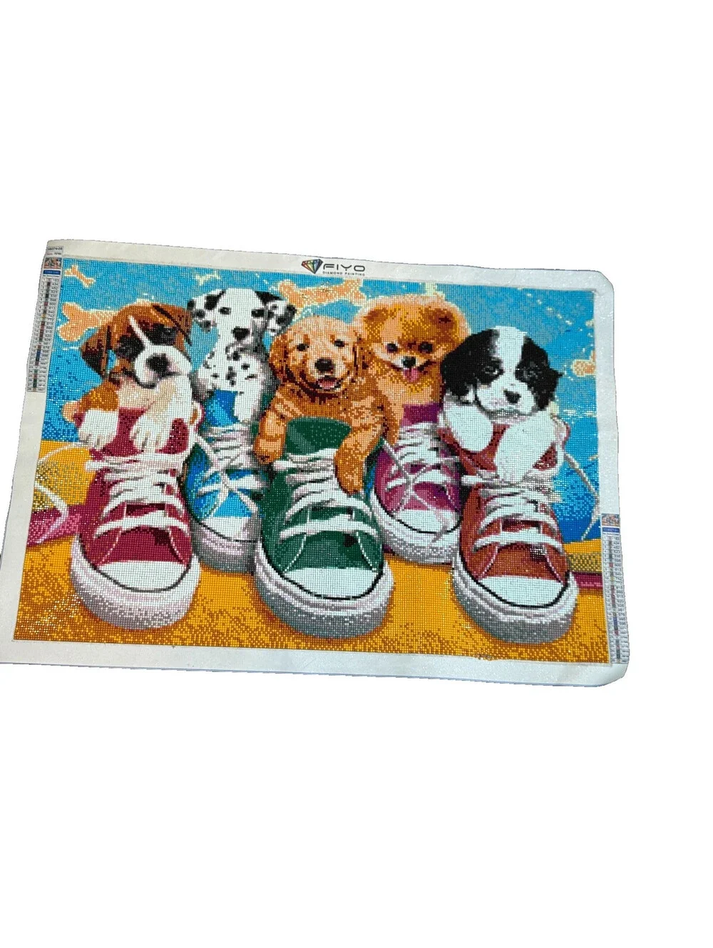 FIYO Puppies in Tennis Shoes FINISHED Diamond Painting 25.5